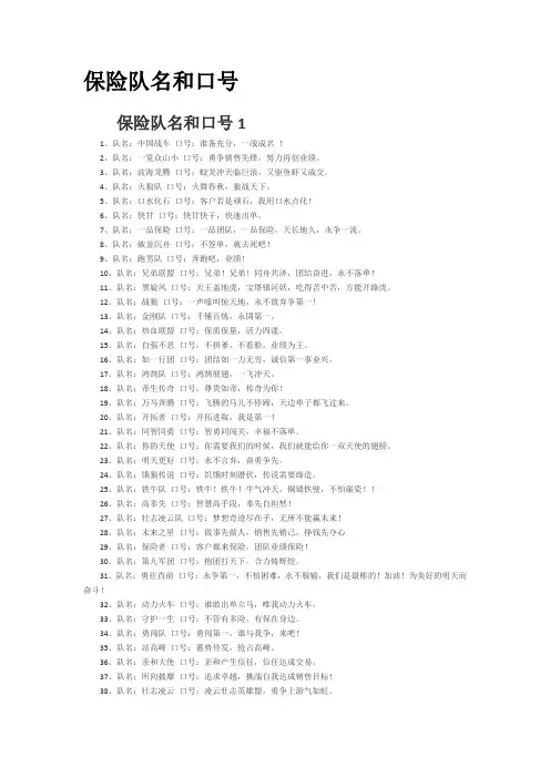 保险队名和口号