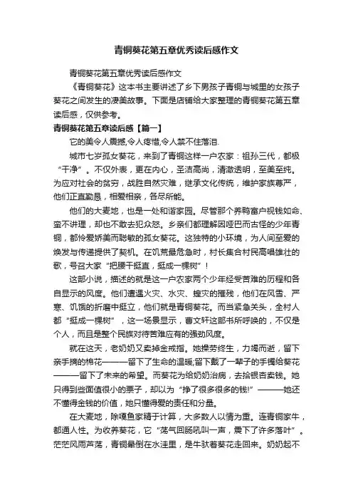 青铜葵花第五章优秀读后感作文