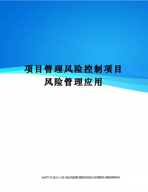 项目管理风险控制项目风险管理应用