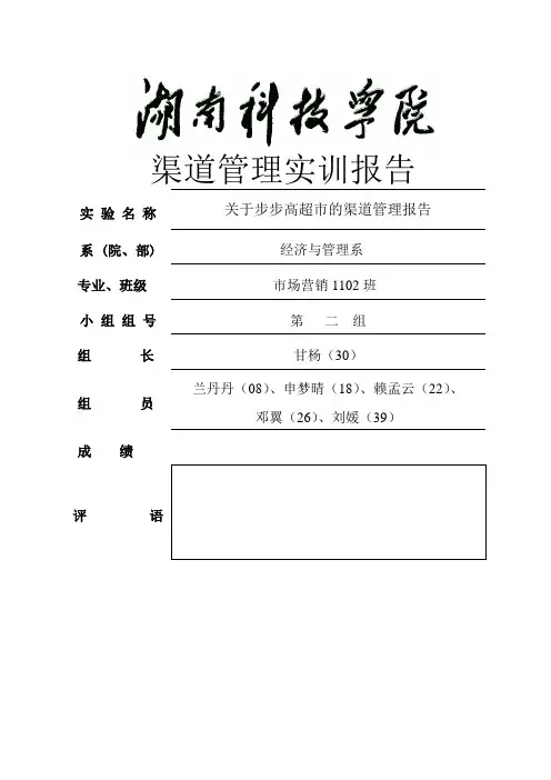 渠道管理实训报告