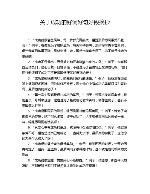 关于成功的好词好句好段摘抄