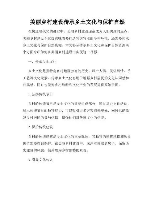 美丽乡村建设传承乡土文化与保护自然