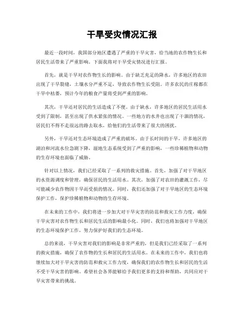 干旱受灾情况汇报