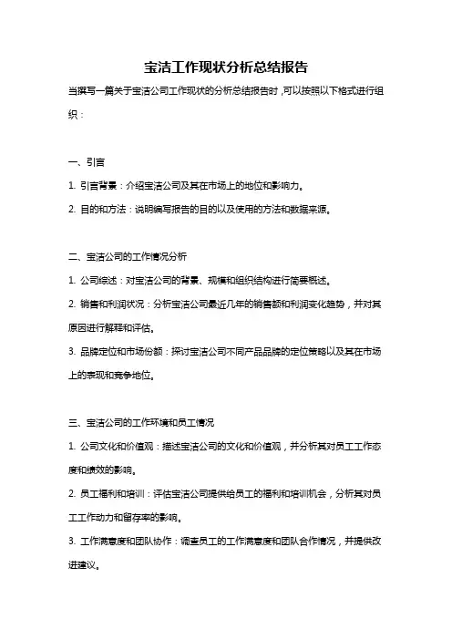 宝洁工作现状分析总结报告