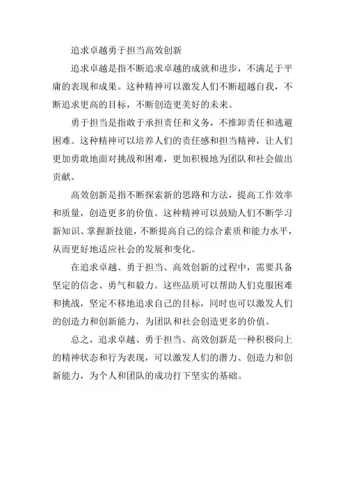 追求卓越,勇于担当,高效创新