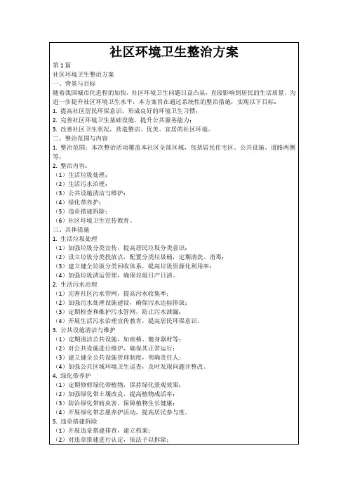 社区环境卫生整治方案