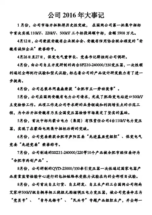 2016年大事记