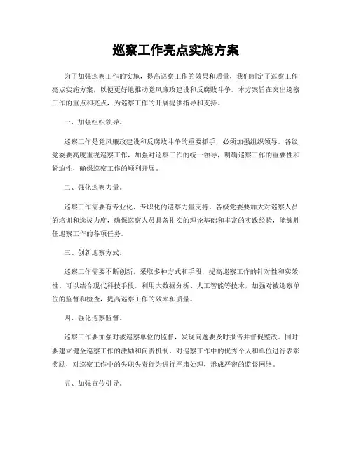 巡察工作亮点实施方案