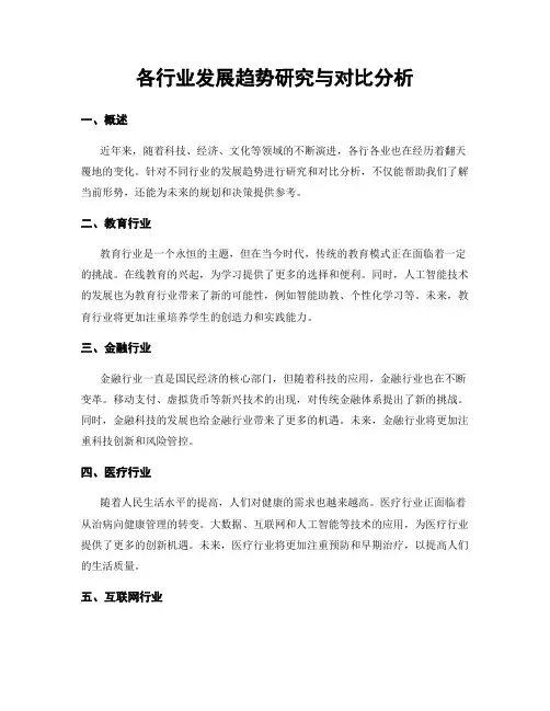 各行业发展趋势研究与对比分析