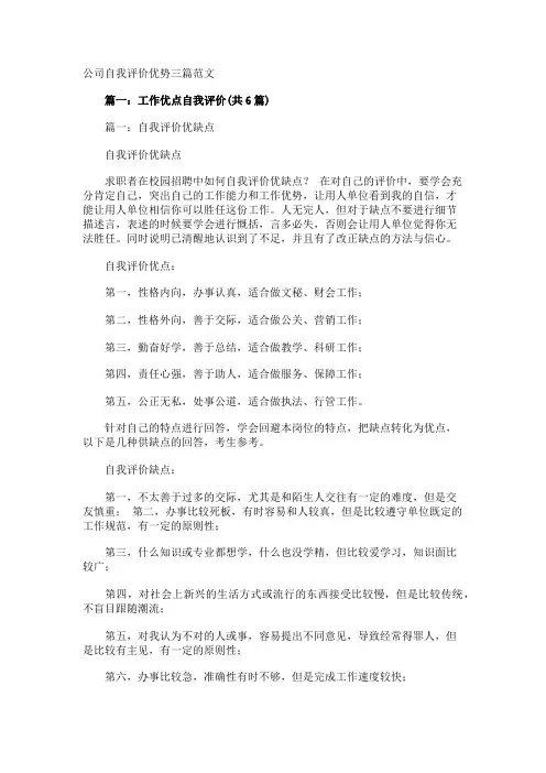 公司自我评价优势