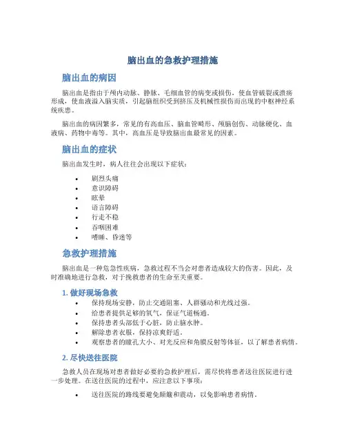 脑出血的急救护理措施