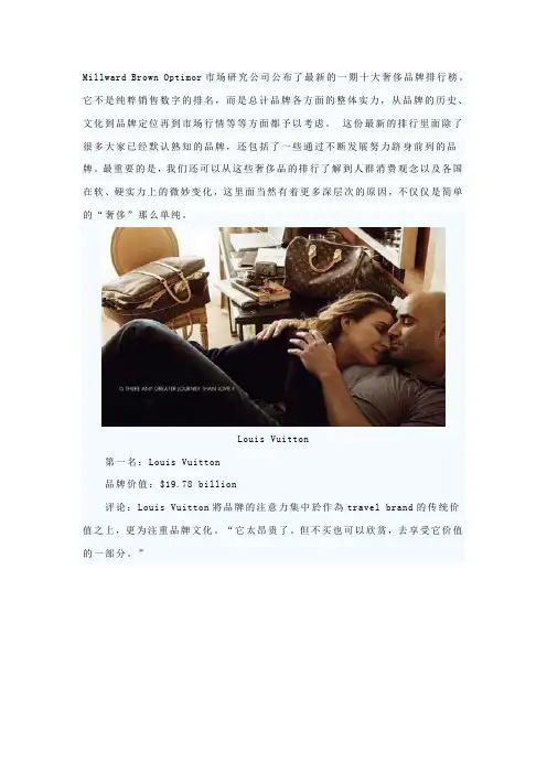 最新十大奢侈品牌排行榜