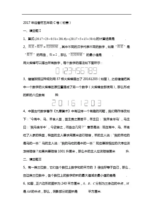 【初赛】2017年迎春杯五年级C卷