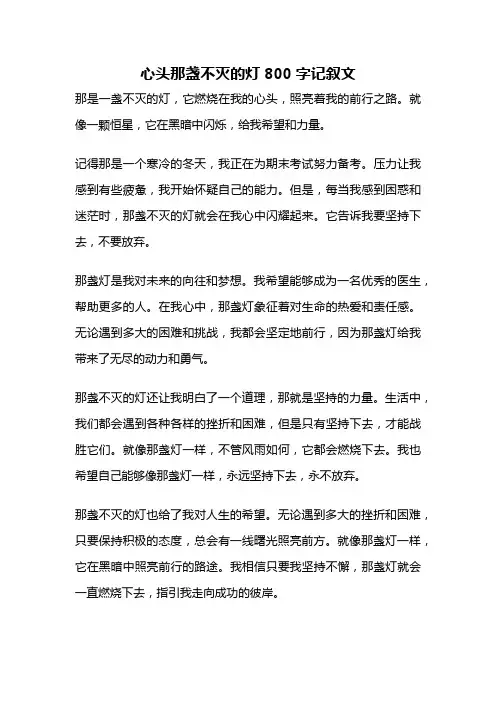 心头那盏不灭的灯800字记叙文