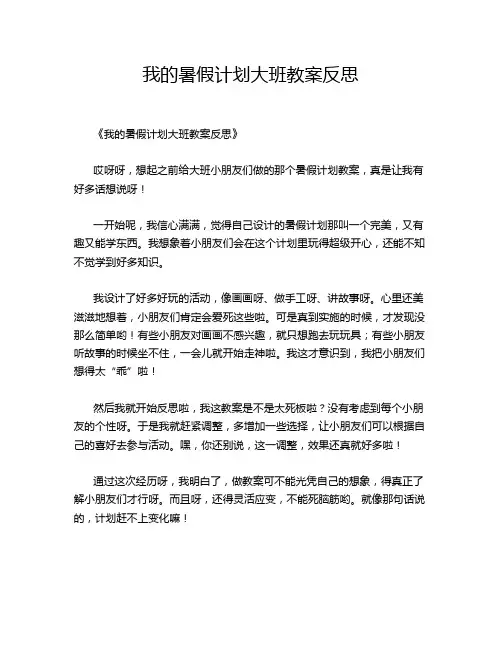 我的暑假计划大班教案反思