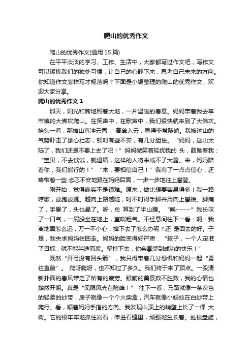 爬山的优秀作文（通用15篇）