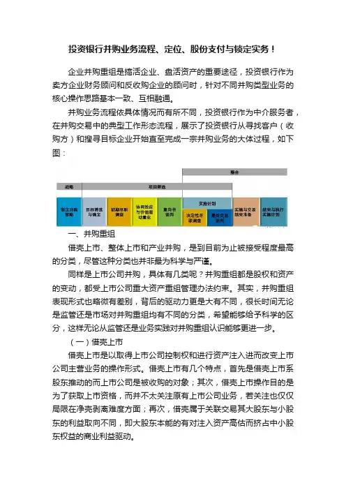 投资银行并购业务流程、定位、股份支付与锁定实务！