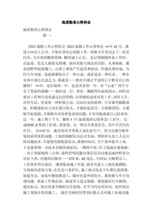 地质勘查心得体会