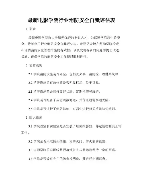 最新电影学院行业消防安全自我评估表