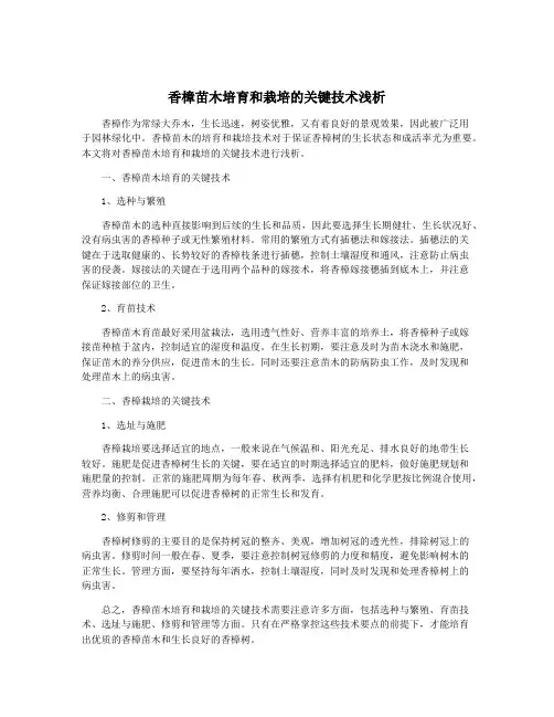 香樟苗木培育和栽培的关键技术浅析