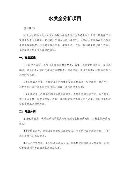 水质全分析项目