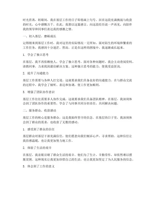 大学生基层工作结束感言