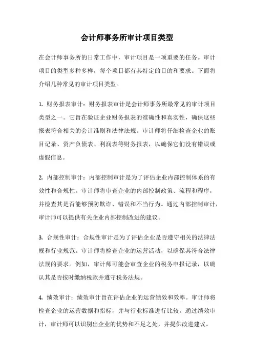 会计师事务所审计项目类型