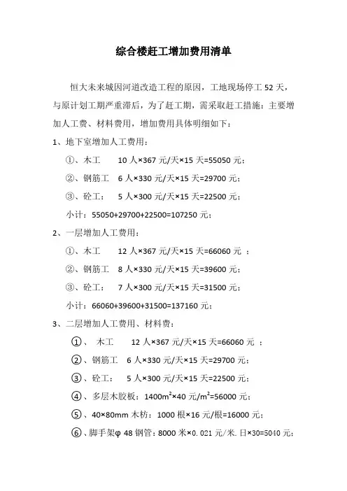 综合楼赶工费用