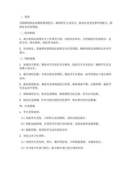 校园足球课应急预案