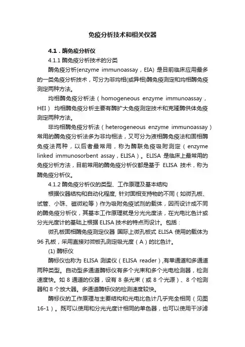 免疫分析技术和相关仪器
