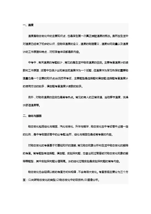 初二物态变化的考点总结