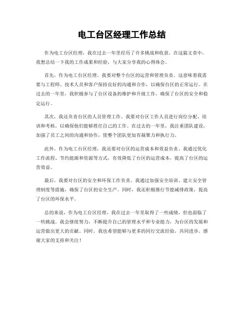 电工台区经理工作总结