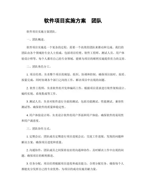 软件项目实施方案  团队