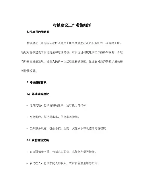 村镇建设工作考核细则