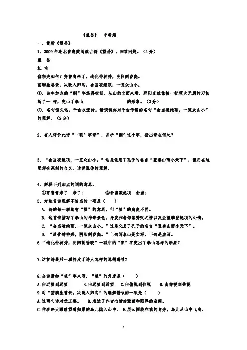 望岳  中考题