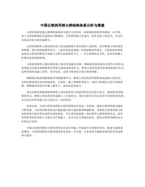 中国公铁两用桥主桥结构体系分析与展望