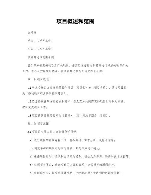 项目概述和范围
