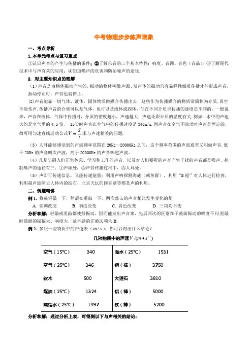 最新中考物理步步练 声现象