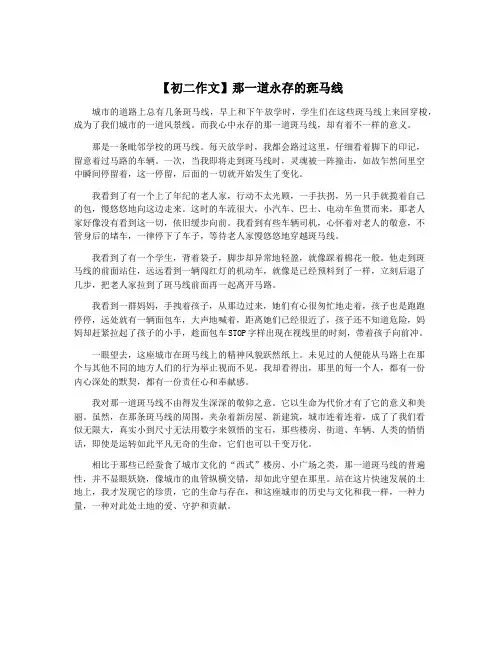 【初二作文】那一道永存的斑马线
