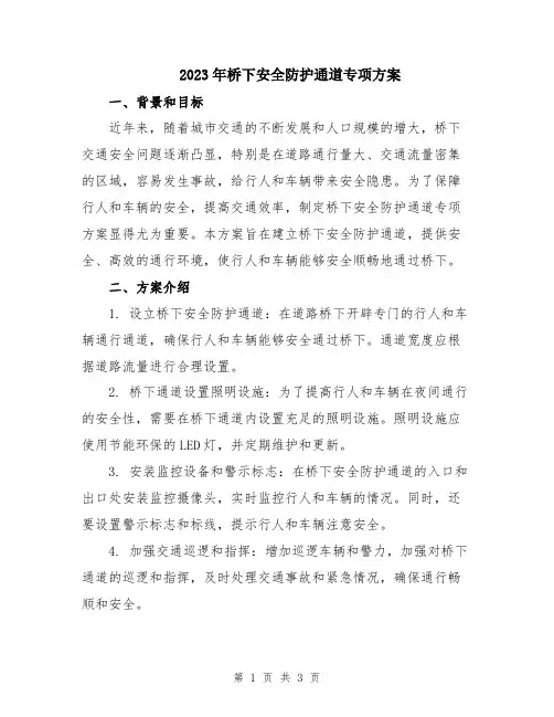 2023年桥下安全防护通道专项方案