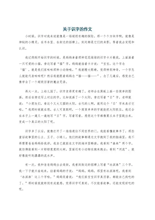 关于识字的作文