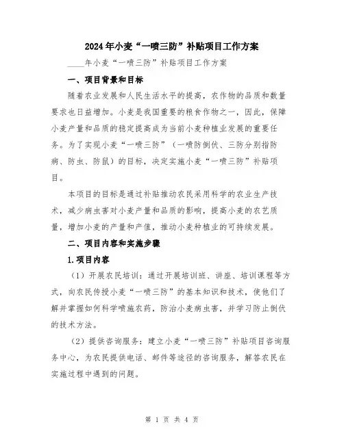2024年小麦“一喷三防”补贴项目工作方案
