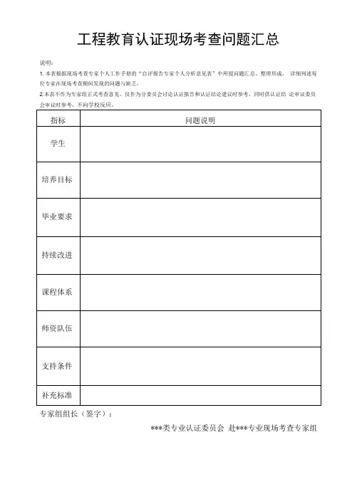 工程教育认证现场考查问题汇总
