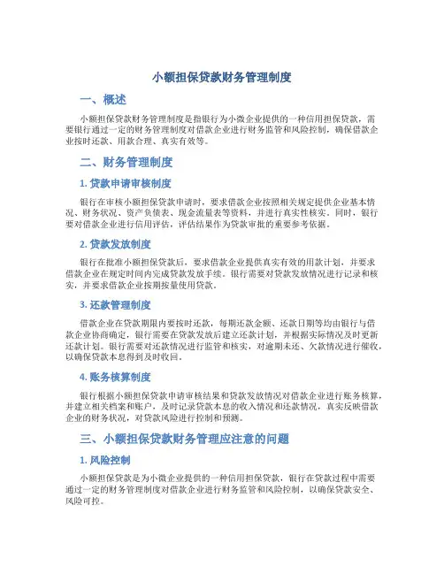 小额担保贷款财务管理制度