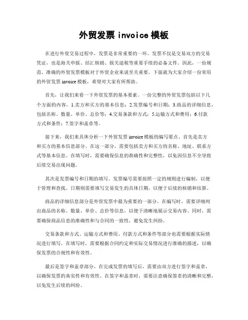 外贸发票invoice模板