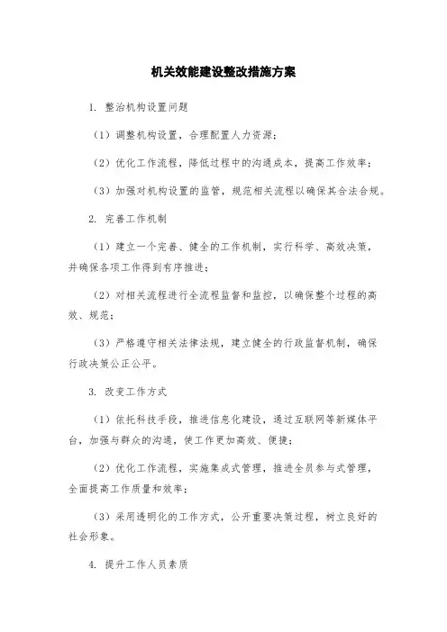 机关效能建设整改措施方案