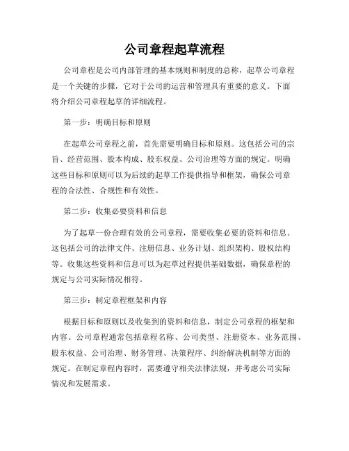 公司章程起草流程