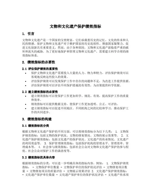 文物和文化遗产保护绩效指标
