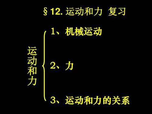 物理：第十二章《运动和力》复习课件1(人教版九年级)(2019)