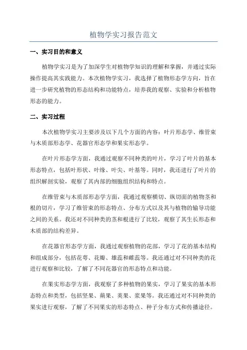 植物学实习报告范文